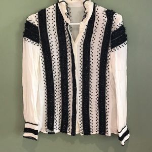 Beaded jeweled ruffle striped J. Crew blouse